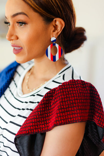 Americana Striped Cut-Out Dangle Earrings