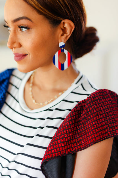 Americana Striped Cut-Out Dangle Earrings