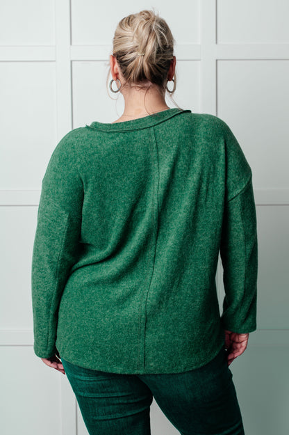 Simple Silhouette Brushed Hacci Sweater, Green