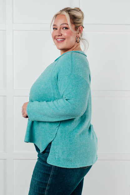 Simple Silhouette Brushed Hacci Sweater, Dusty Teal