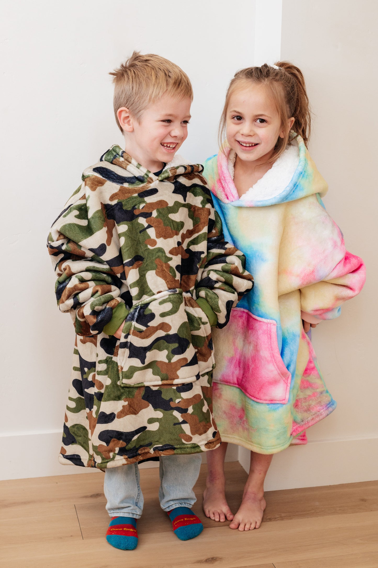 KIDS Oversized Velour Blanket Hoodie, Camo