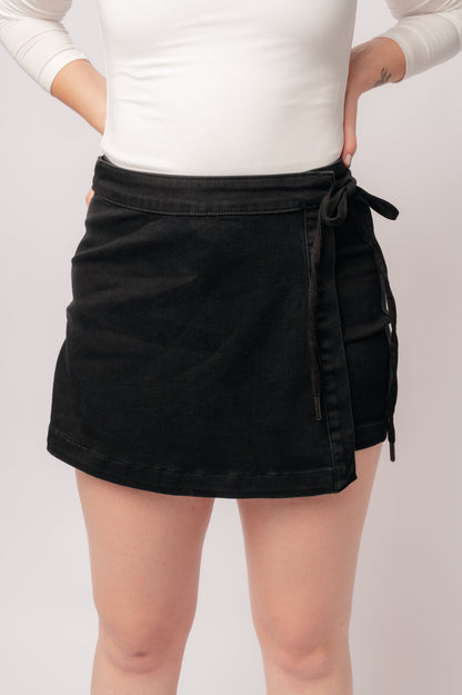 JUDY BLUE Bentli High Rise Side Tie Denim Skort
