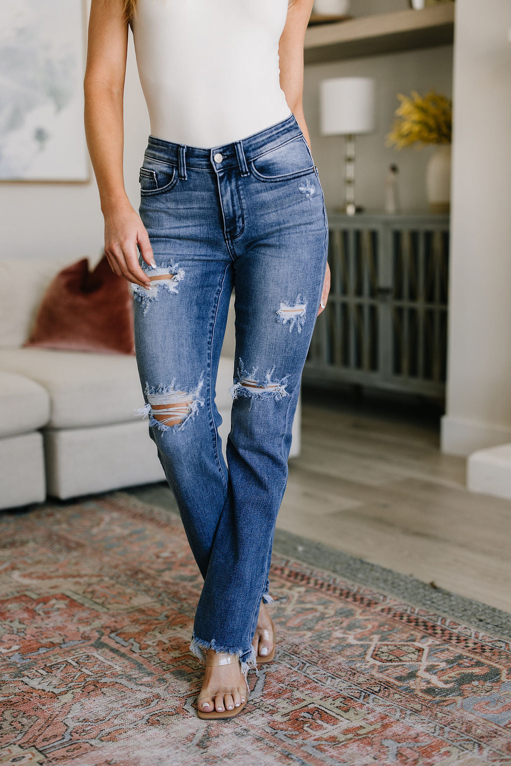 JUDY BLUE O'Hara Destroyed Straight Leg Jeans