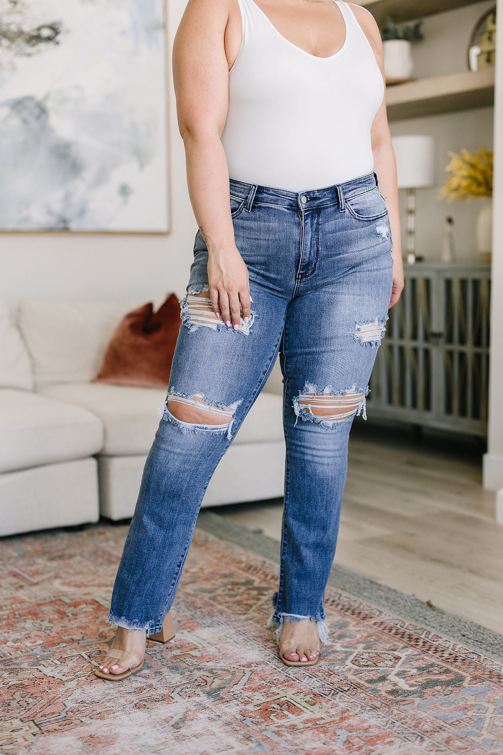 JUDY BLUE O'Hara Destroyed Straight Leg Jeans