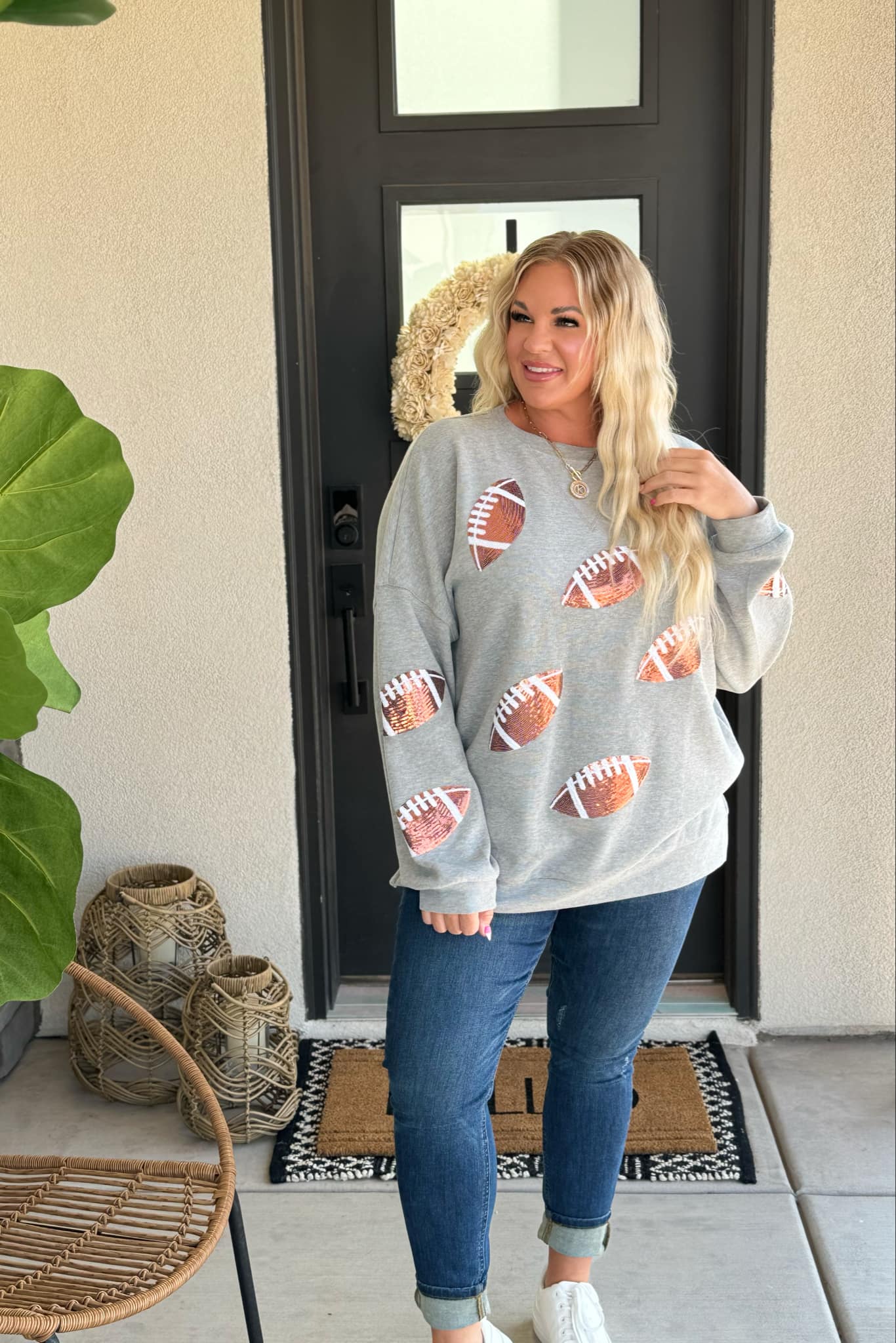 Game Day Sequin Football Sweatshirt