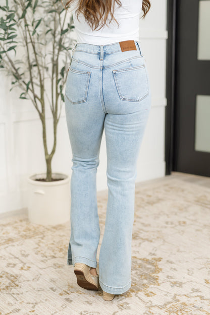 JUDY BLUE Alexis Tummy Control Slit Hem Bootcut Jeans
