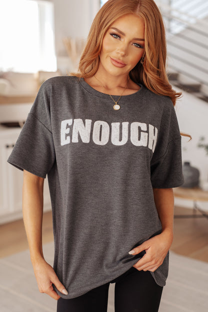 Enough Textured Graphic Tee, Charcoal