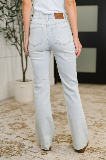 JUDY BLUE Alyse Mid Rise Fray Hem Bootcut Jeans