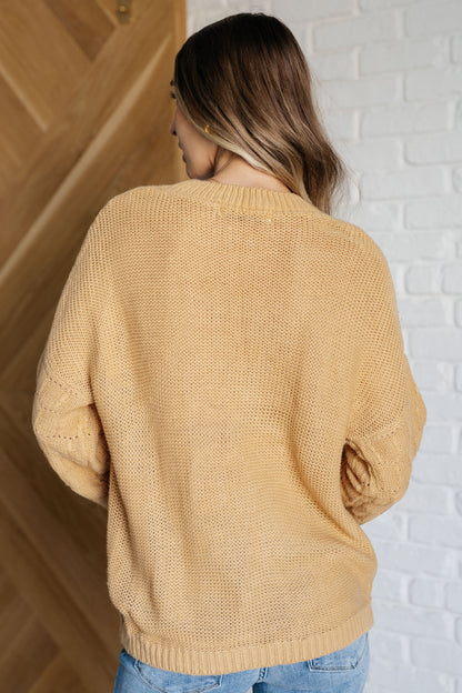 Bubbly Personality Bubble Sleeve Sweater, Wheat