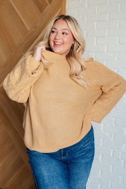 Bubbly Personality Bubble Sleeve Sweater, Wheat