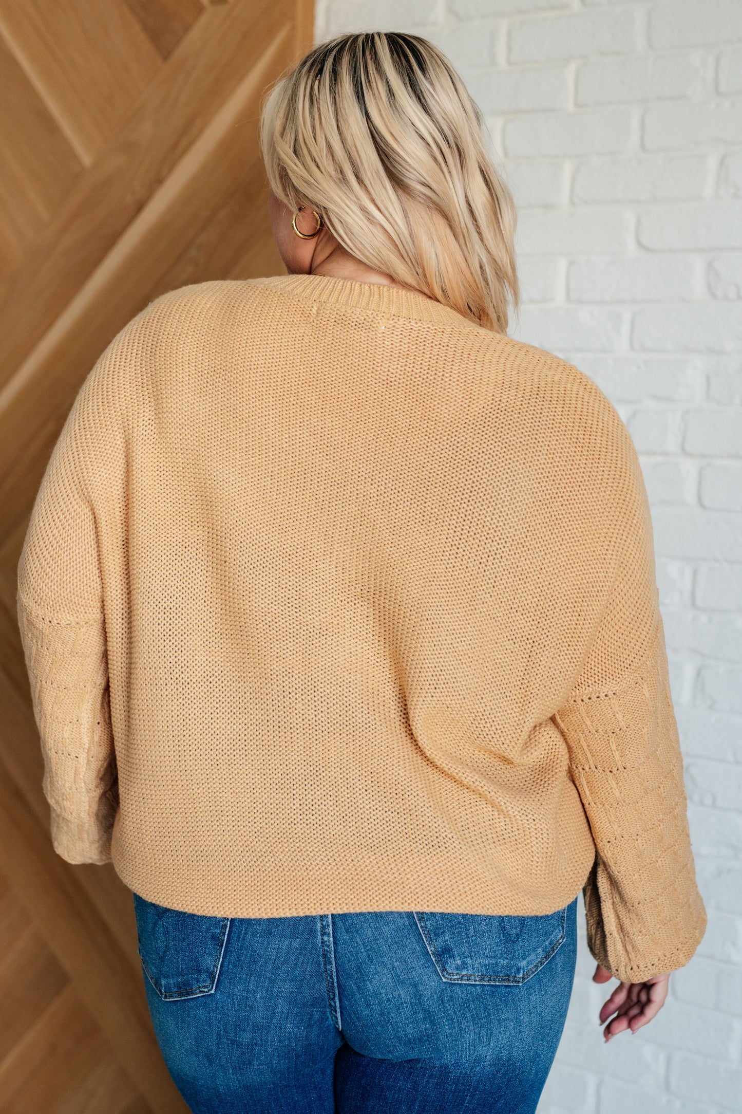 Bubbly Personality Bubble Sleeve Sweater, Wheat