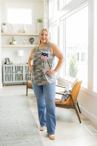 Camo Flag Pocket Tank Top