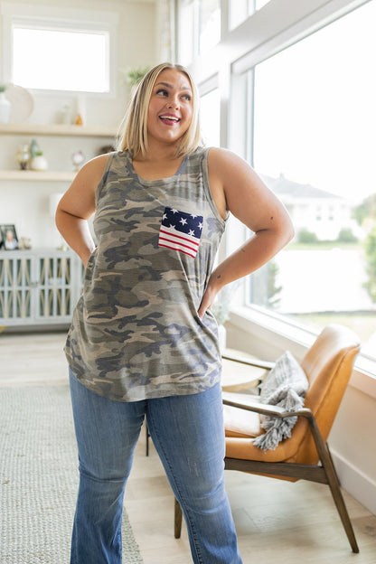 Camo Flag Pocket Tank Top