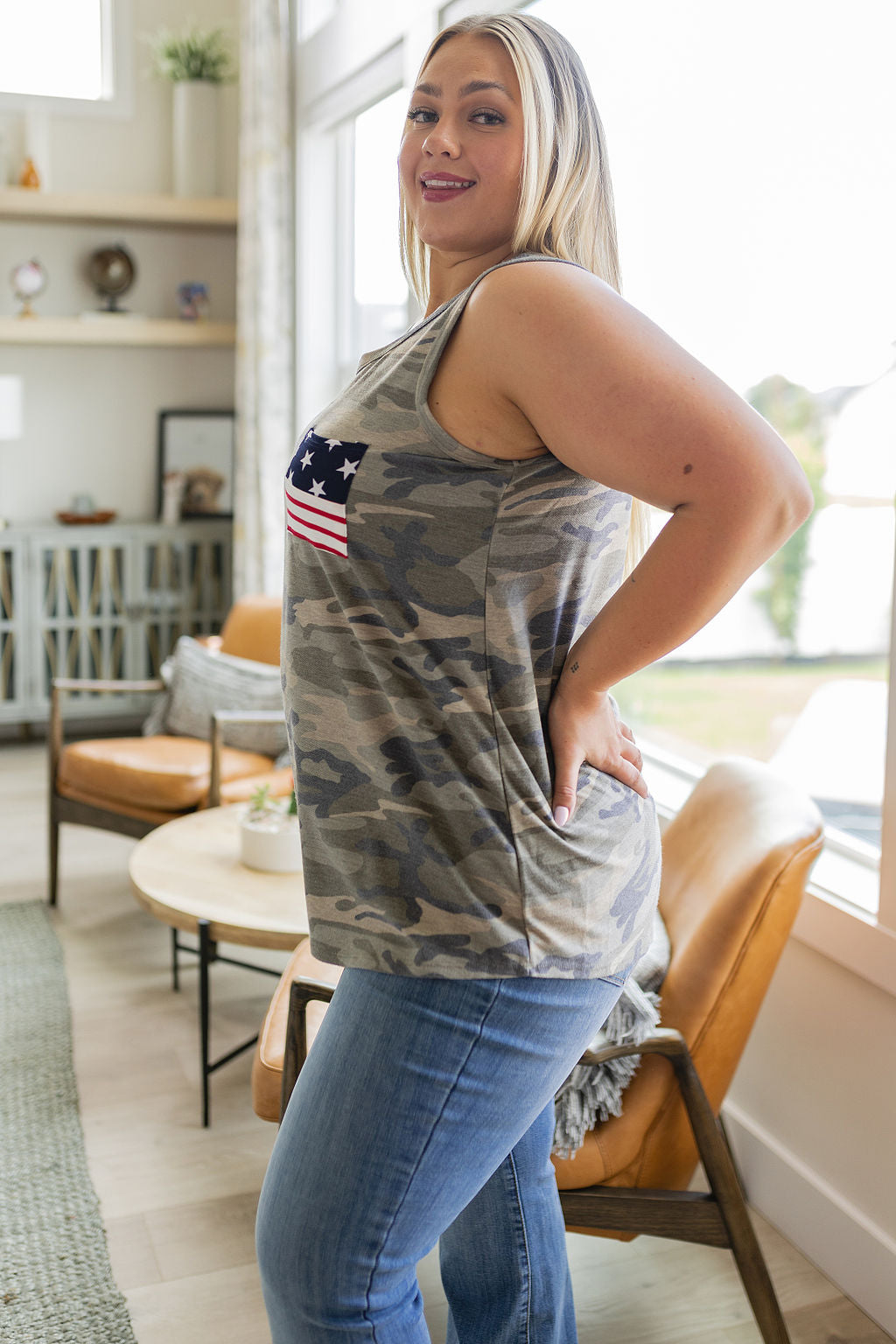 Camo Flag Pocket Tank Top