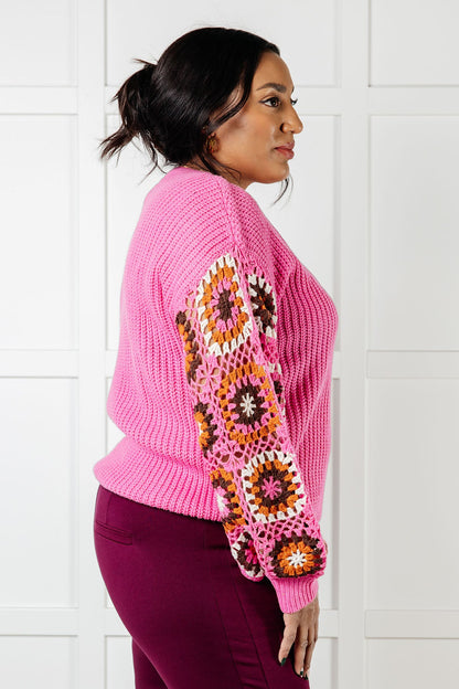 Bloom Crocheted Floral Sleeve Sweater