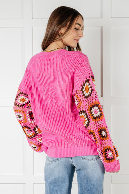 Bloom Crocheted Floral Sleeve Sweater