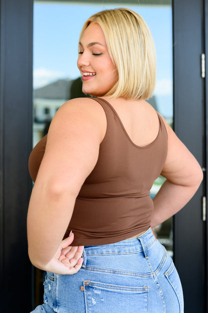 Carefree Seamless Reversible Mid-Crop Tank, Brown