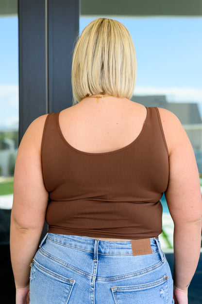Carefree Seamless Reversible Mid-Crop Tank, Brown