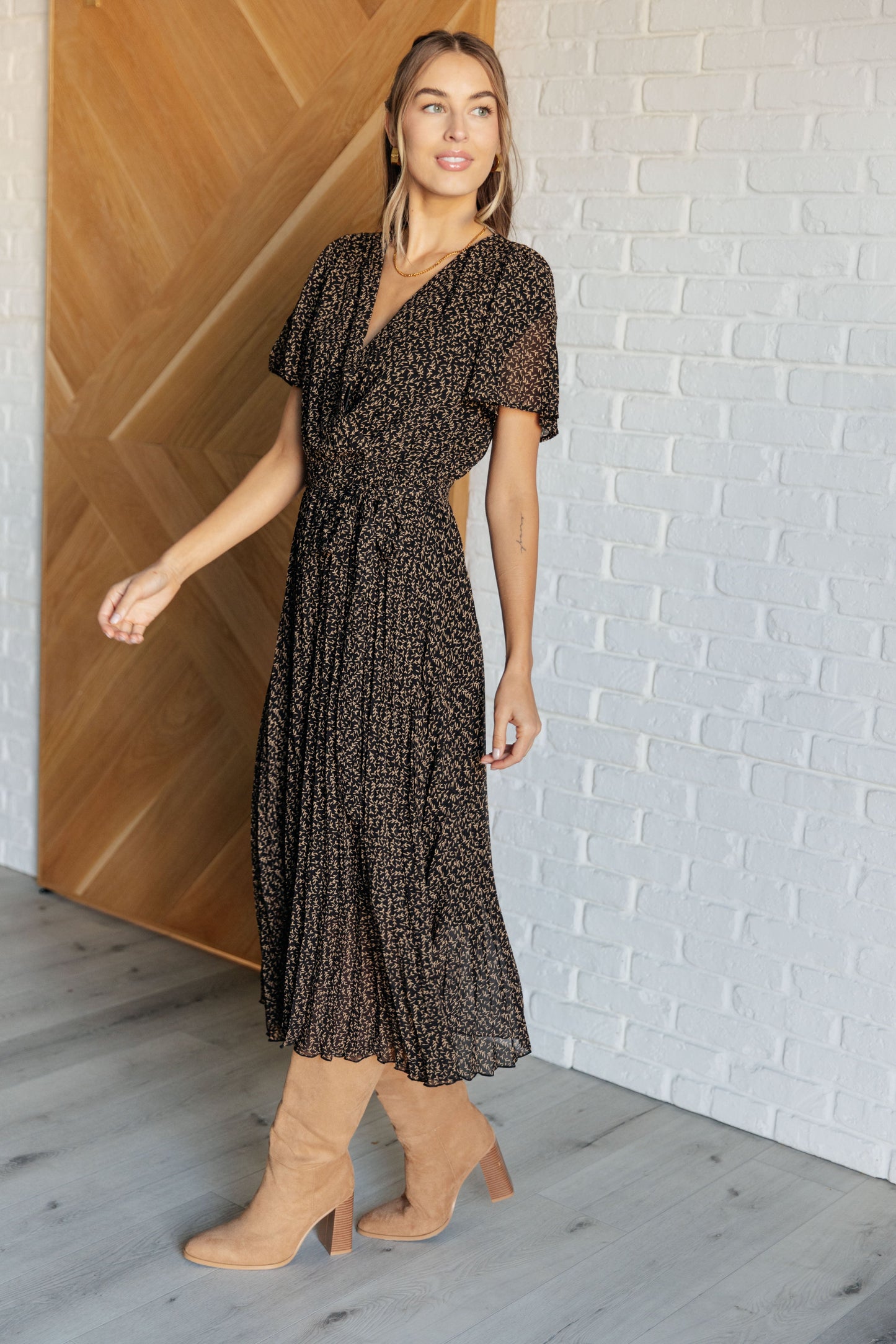 Cause A Scene Surplice Neck Midi Dress