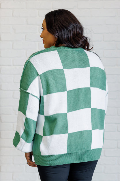 Check Yourself Checkered Sweater, Green