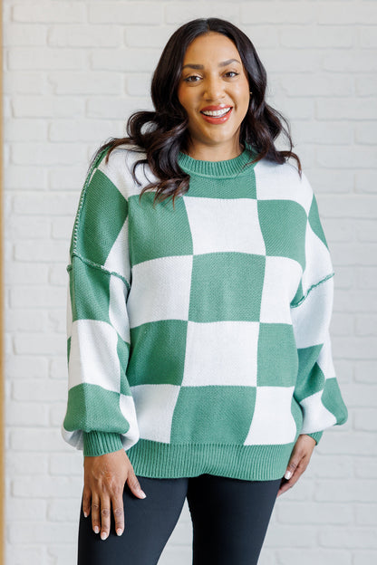 Check Yourself Checkered Sweater, Green