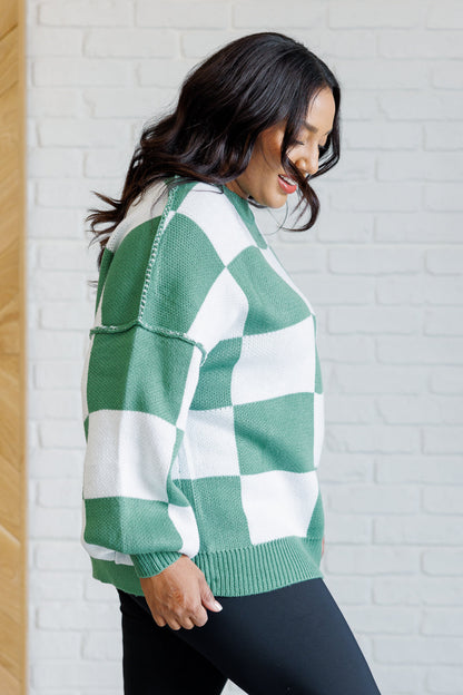 Check Yourself Checkered Sweater, Green