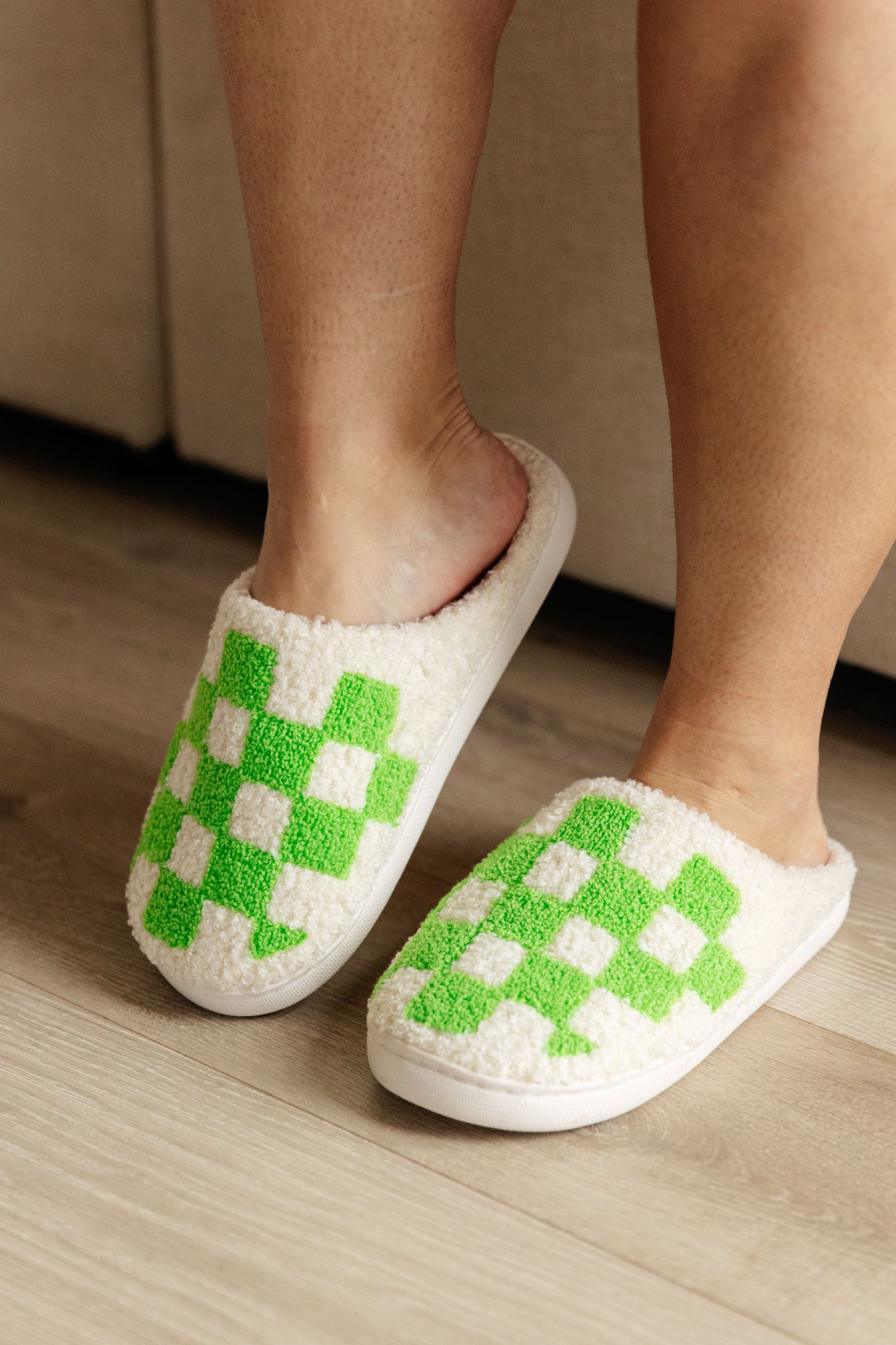 Checked Out Slippers, Green