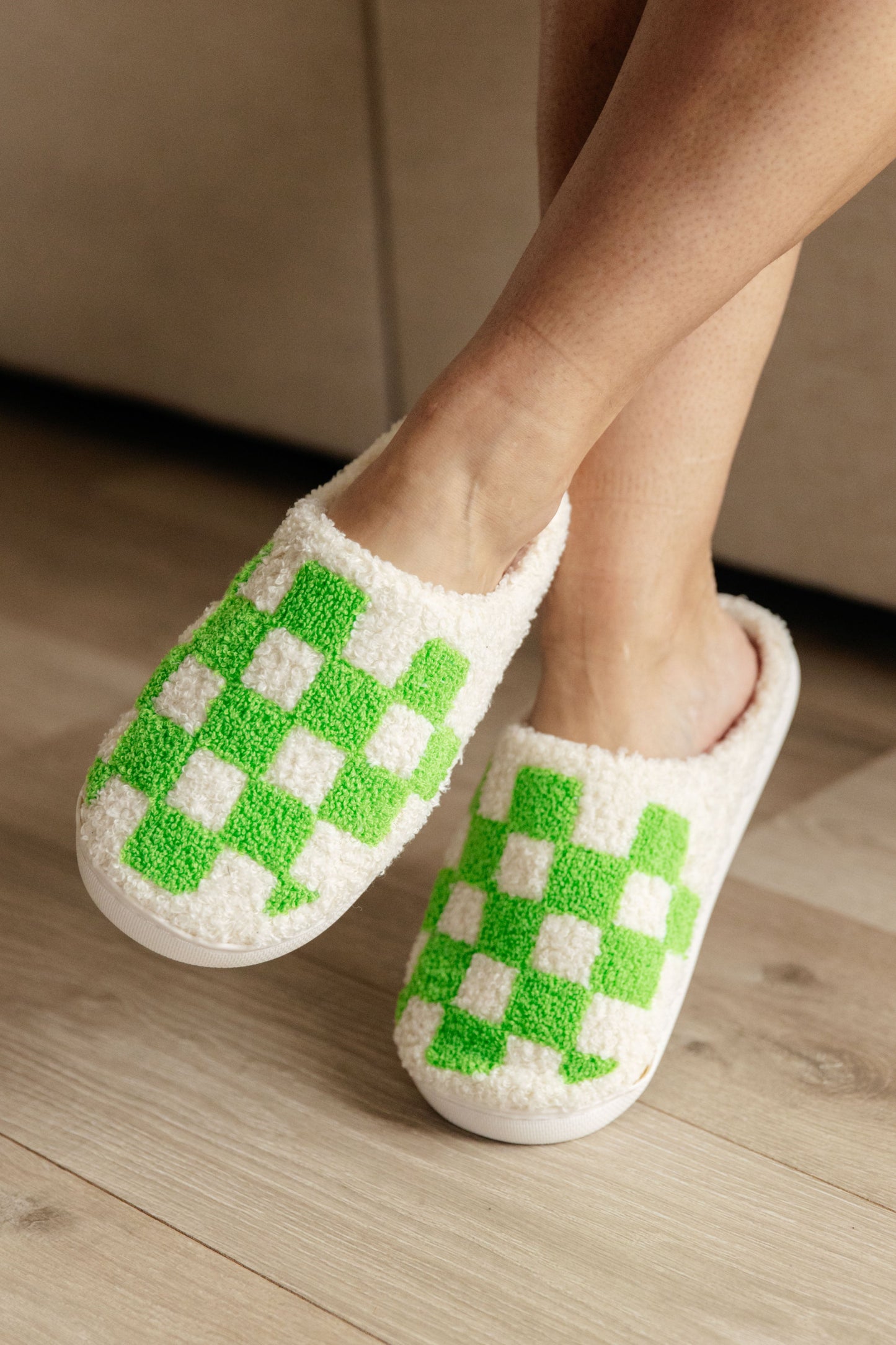 Checked Out Slippers, Green