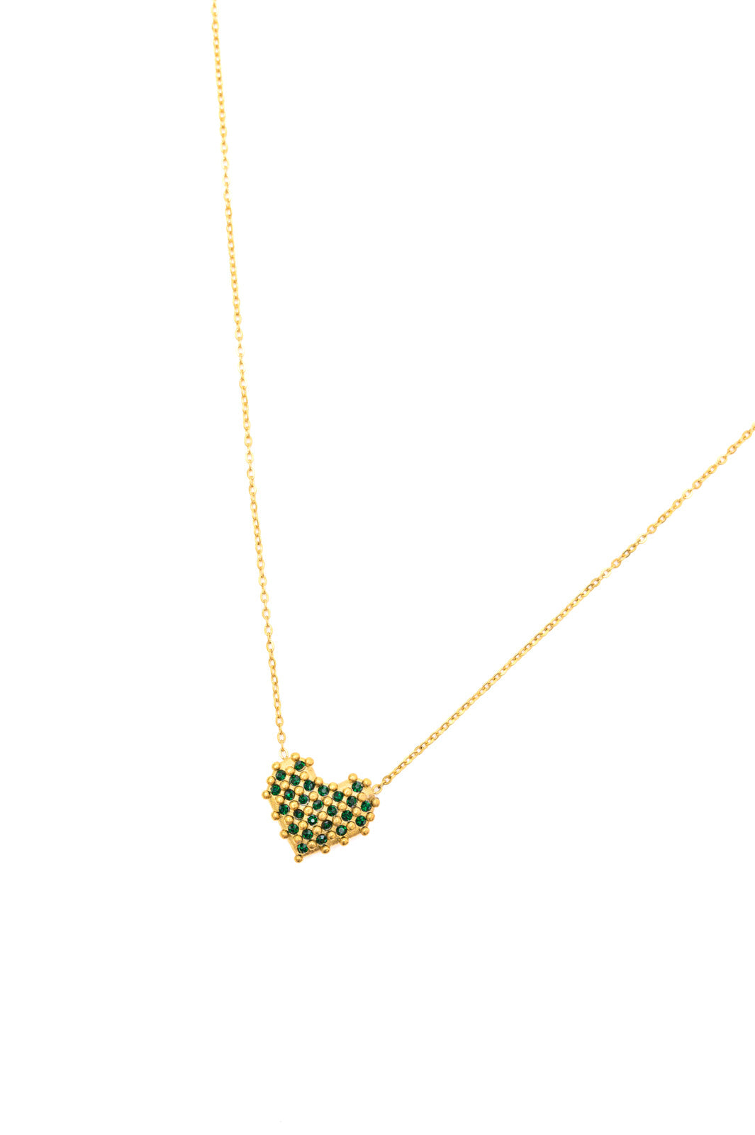 18K Gold-Plated Checkered Heart Necklace