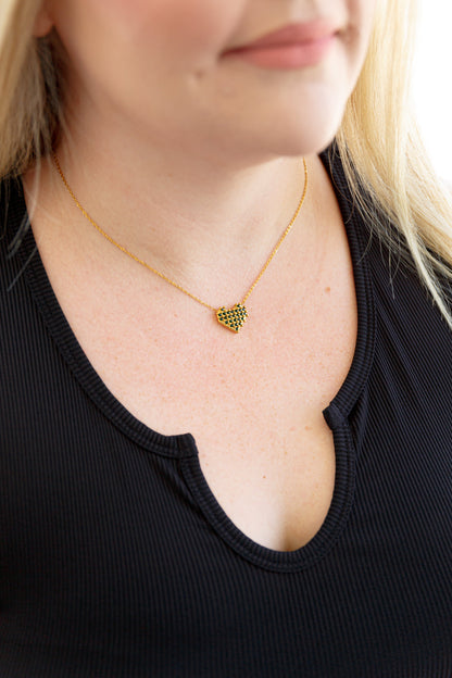 18K Gold-Plated Checkered Heart Necklace