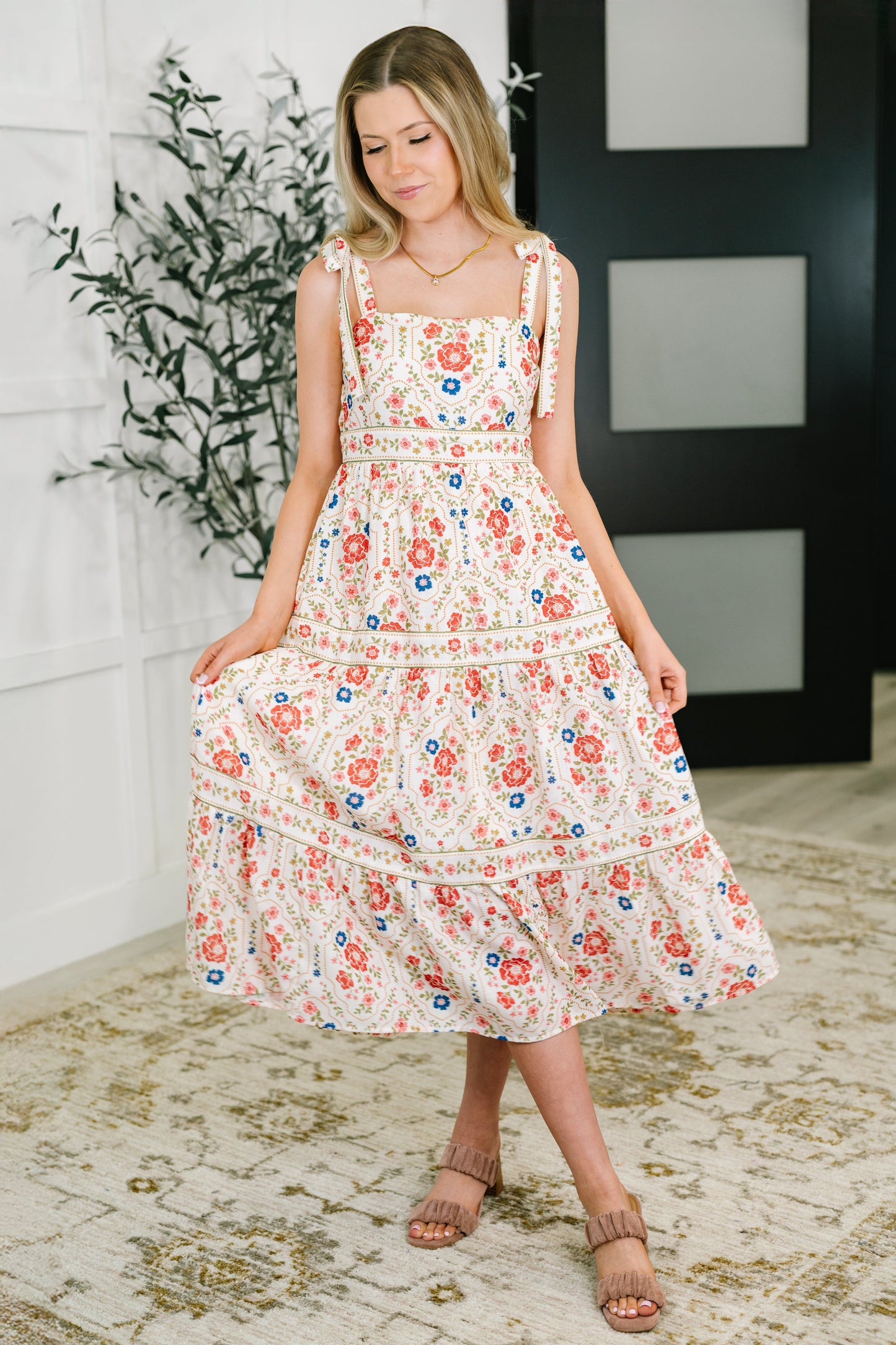 Country Crush Tie Strap Midi Dress
