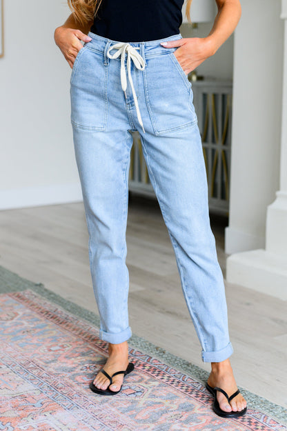 JUDY BLUE Cooper High Rise Vintage Denim Joggers