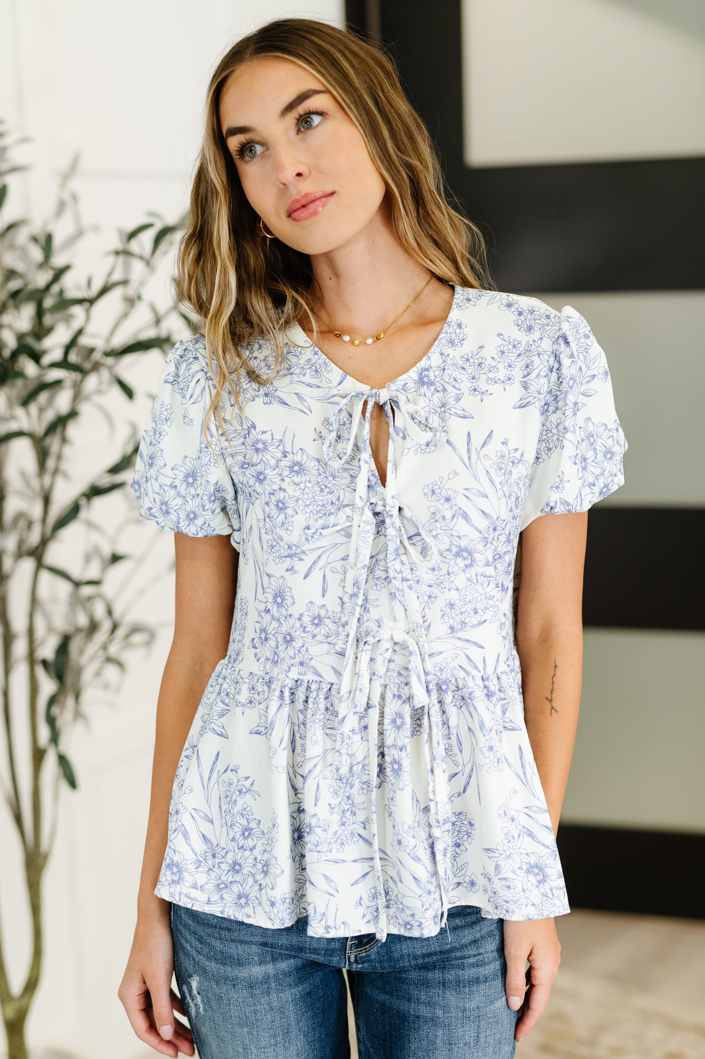 Posie Floral Bow Detail Blouse