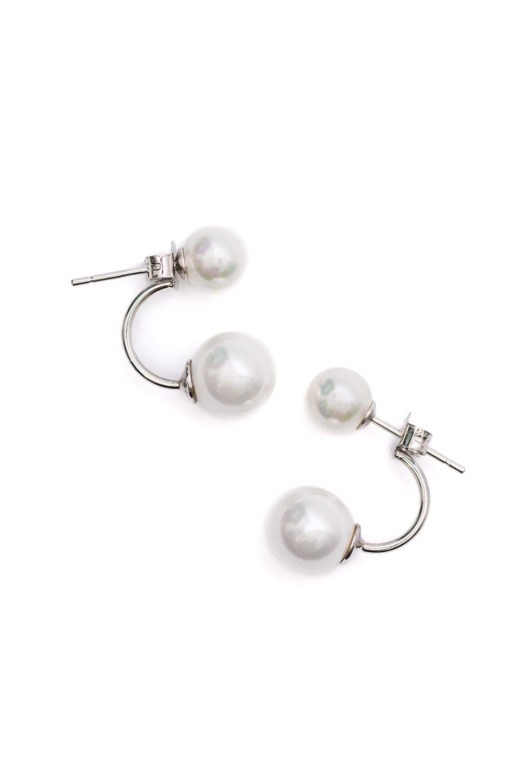 Sterling Silver Double Pearl Stud Earrings