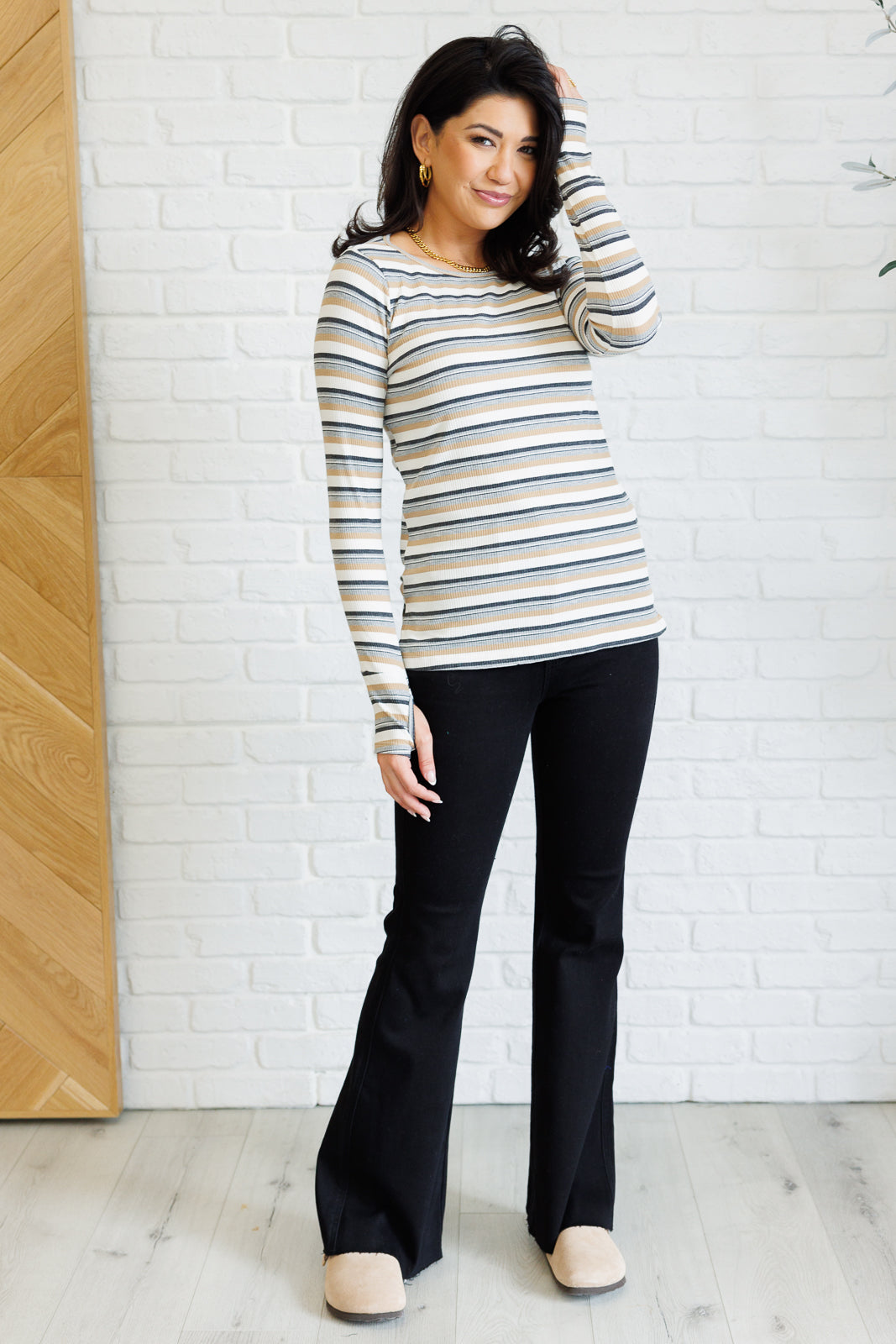 East Coast Breeze Striped Long Sleeve Top