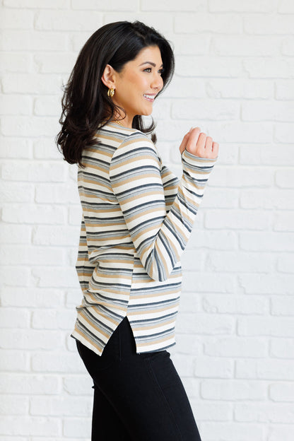 East Coast Breeze Striped Long Sleeve Top