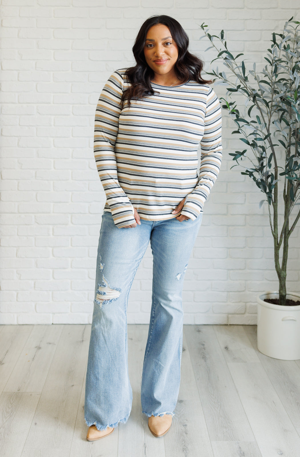 East Coast Breeze Striped Long Sleeve Top