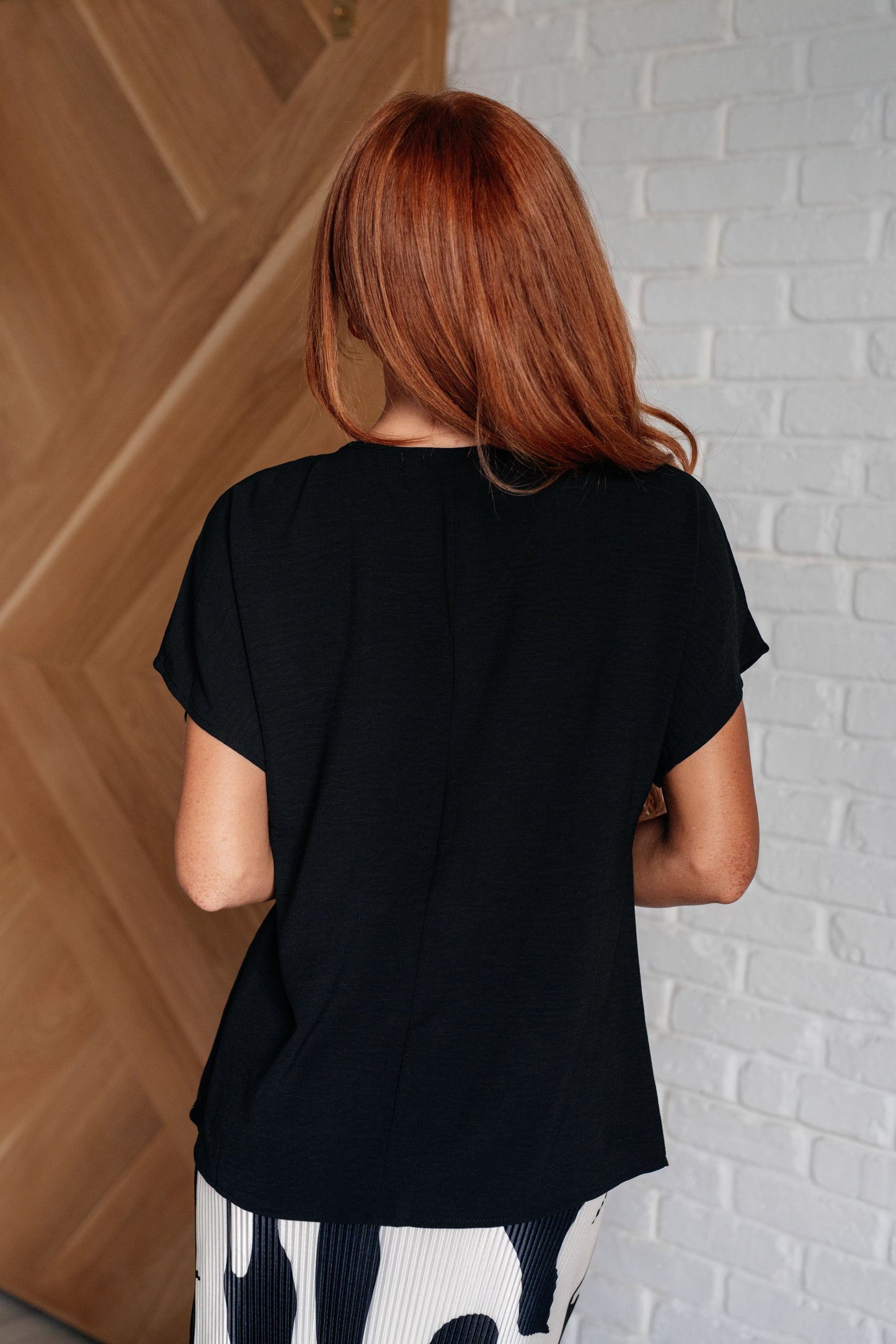 Sloane V-Neck Blouse Top, Black