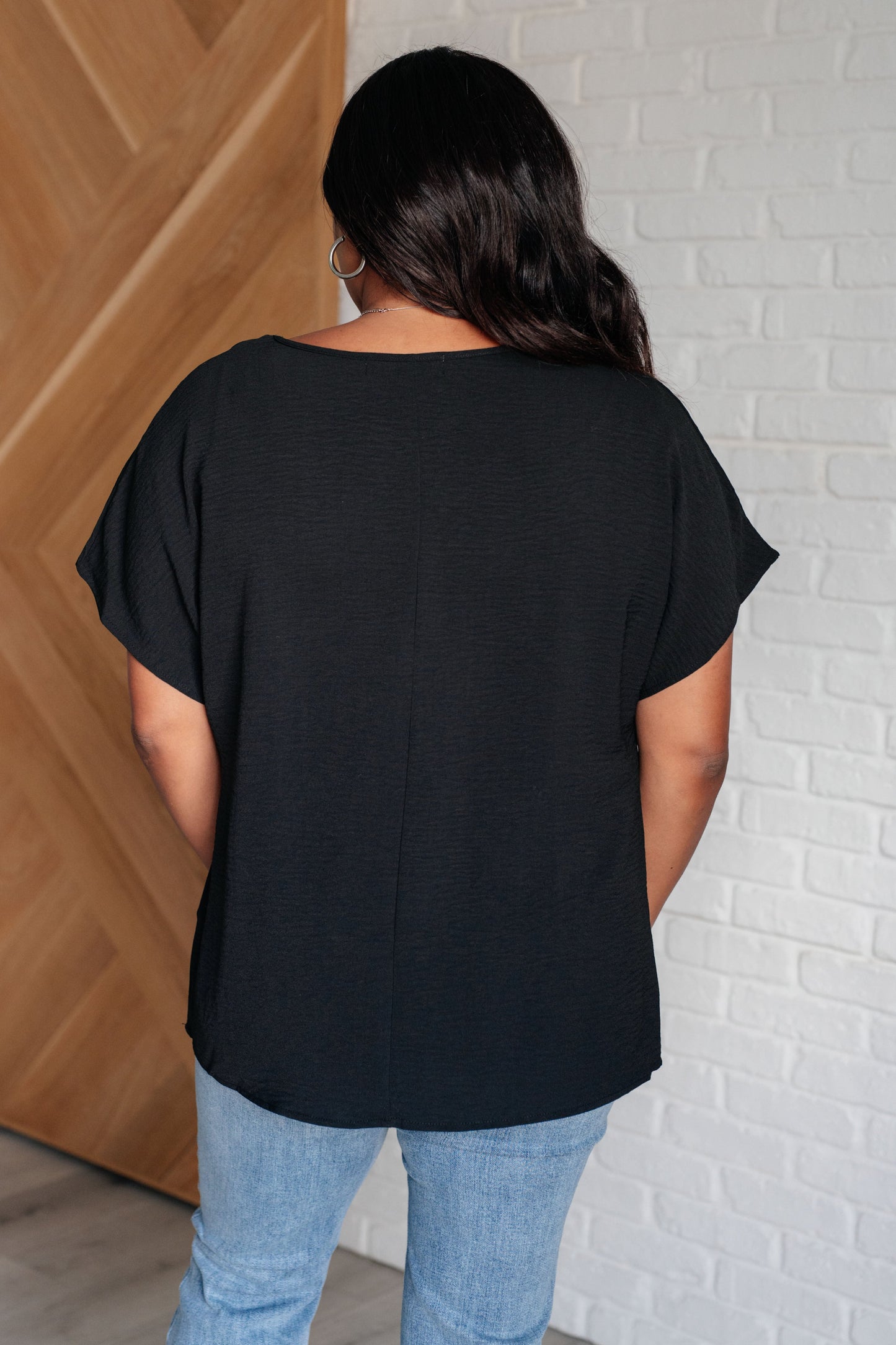 Sloane V-Neck Blouse Top, Black