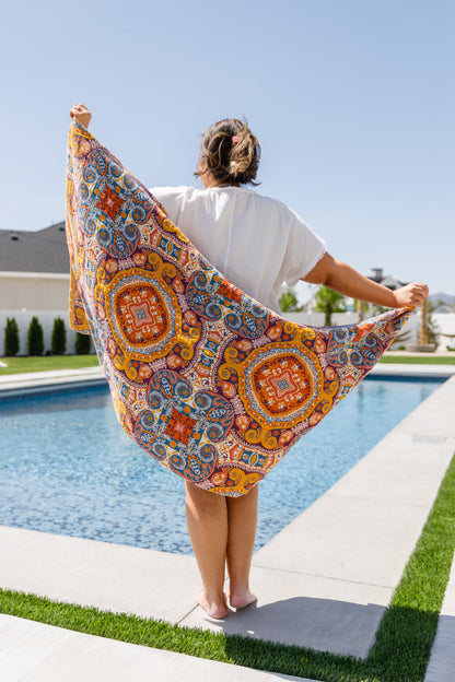 Luxury Turkish Beach Towel, Boho Medallions