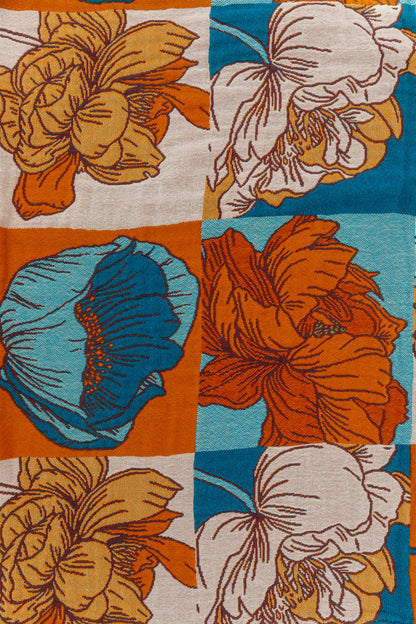 Luxury Turkish Beach Towel, Block Floral