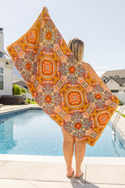 Luxury Turkish Beach Towel, Boho Medallions