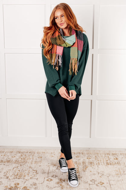 Good Things Are Coming Long Sleeve V-Neck Top, Green