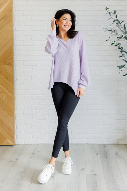 Good Things Are Coming Long Sleeve V-Neck Top, Lavender