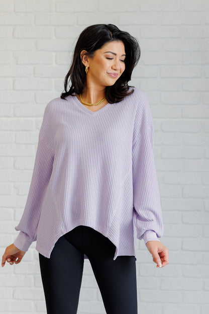 Good Things Are Coming Long Sleeve V-Neck Top, Lavender