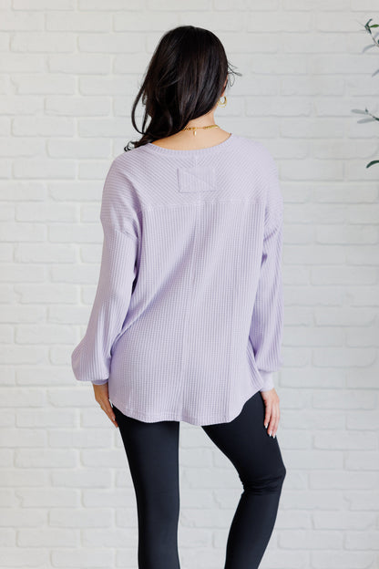 Good Things Are Coming Long Sleeve V-Neck Top, Lavender