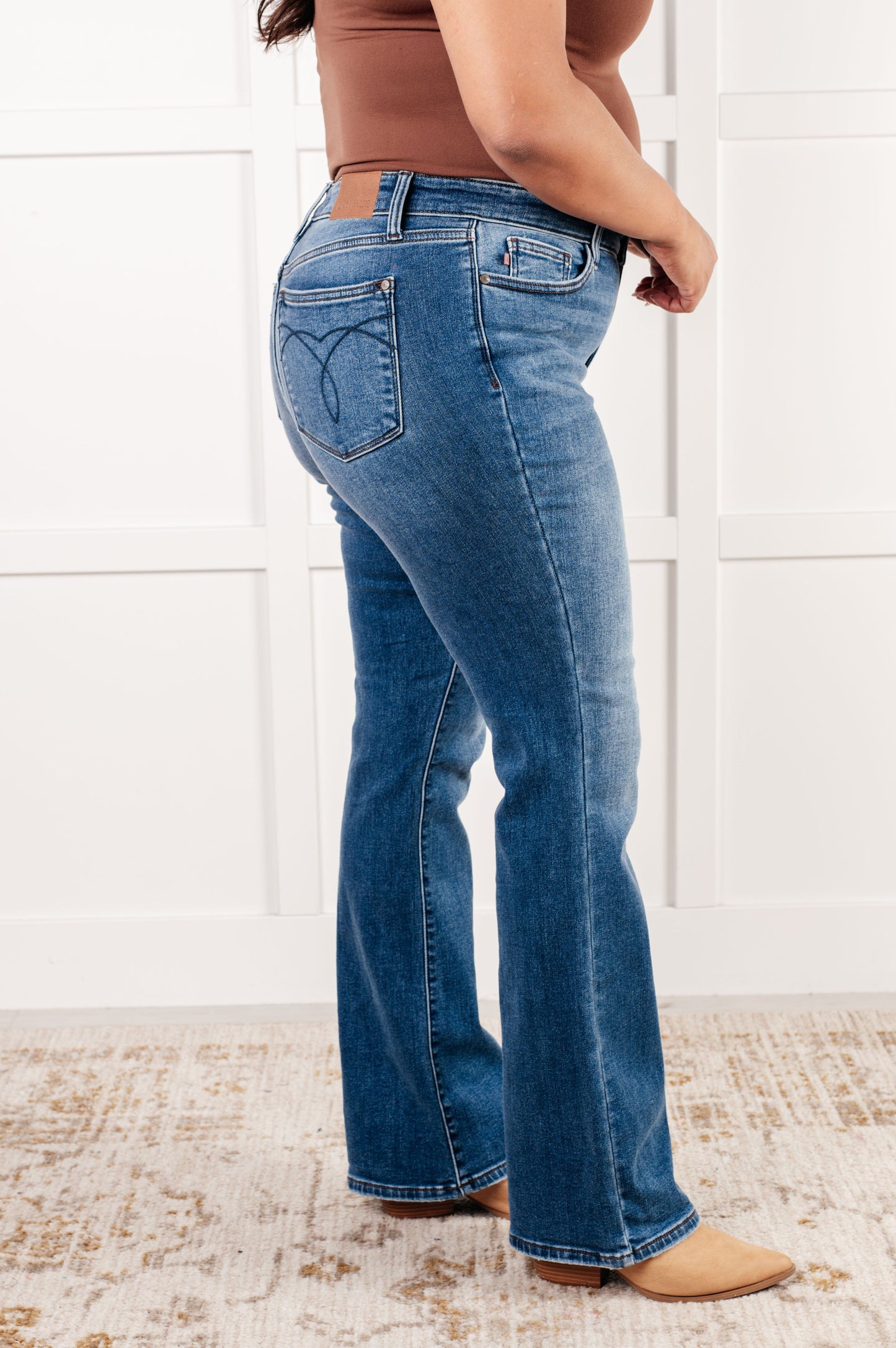 JUDY BLUE Hannah Mid Rise THERMAL Bootcut Jeans