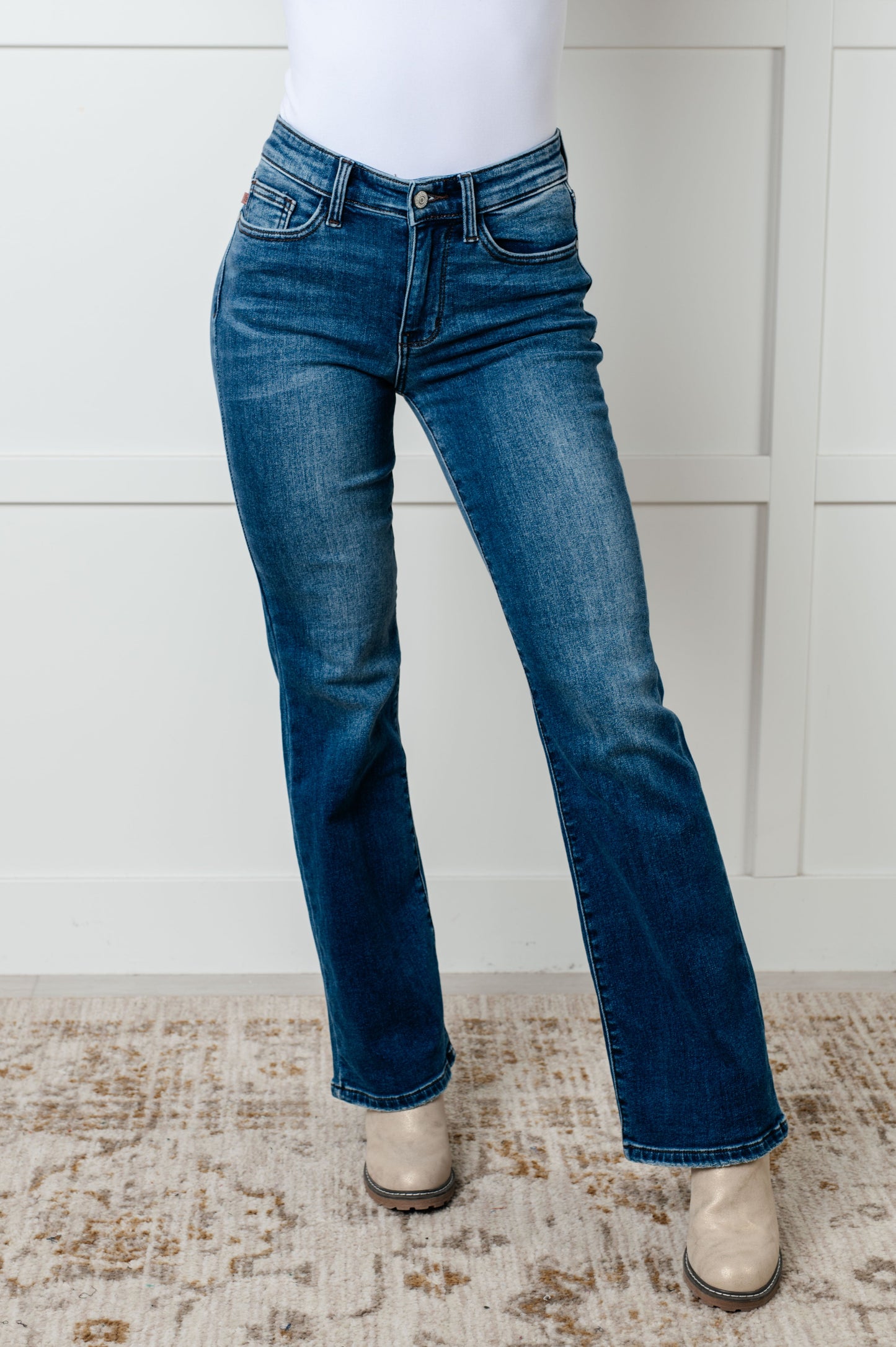 JUDY BLUE Hannah Mid Rise THERMAL Bootcut Jeans