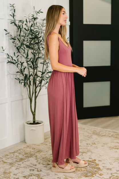 Marsala Basque Waist Wide Leg Jumpsuit