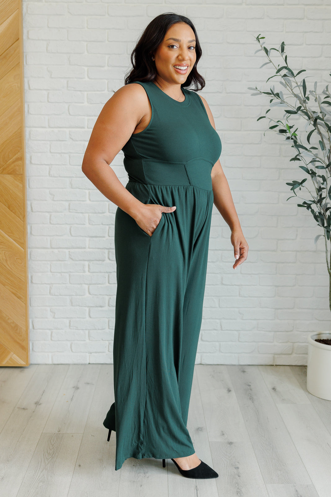 Hilary Wide Leg Jumpsuit, Green